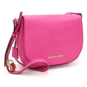 Michael Kors Bedford Saffiano Flap Messenger Fuchsia